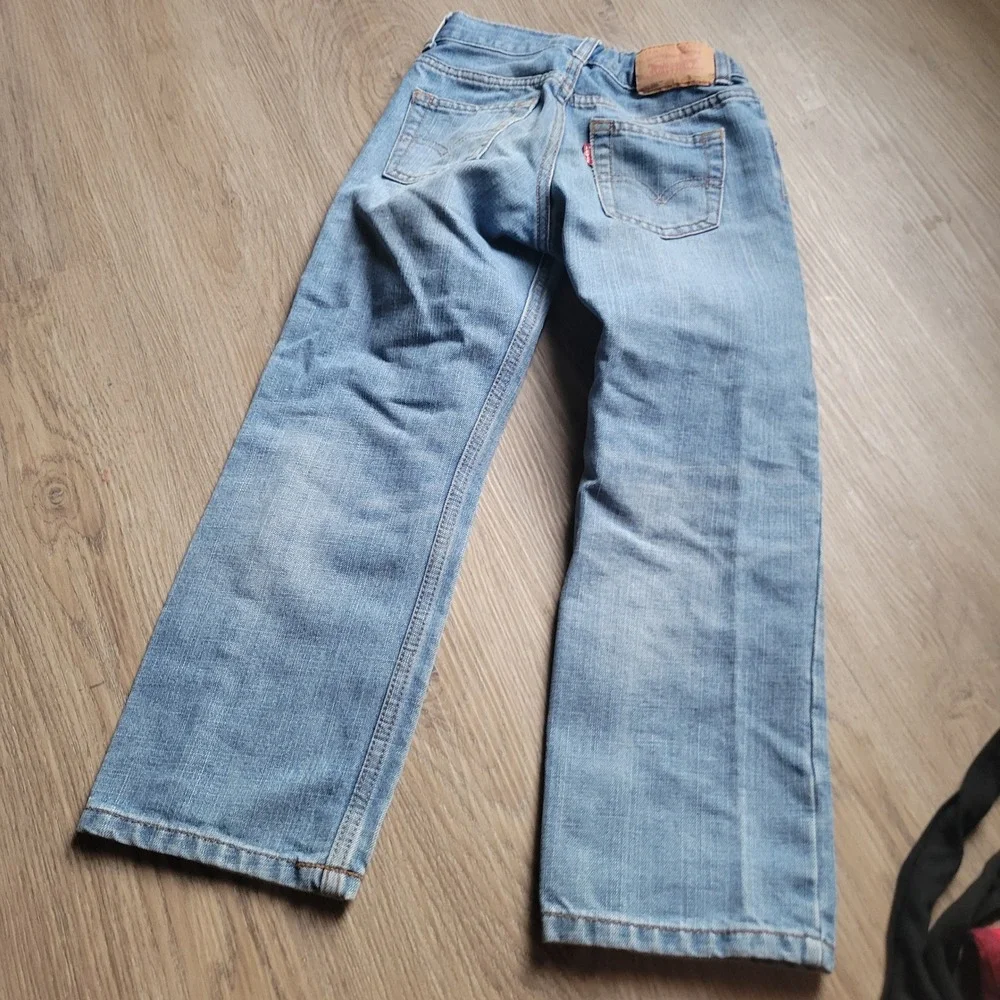 Levis Jeans Boys Size 7 Blue 505 Regular Fit Light Wash Denim Adjustable Waist